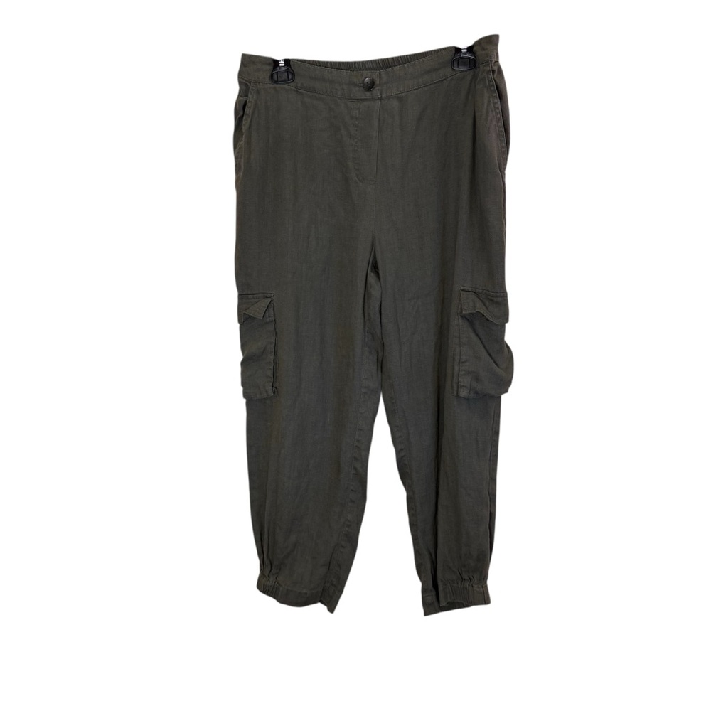 Women’s Foil Cropped Bloomer Style Gray Linen Cargo Pants sz 6
